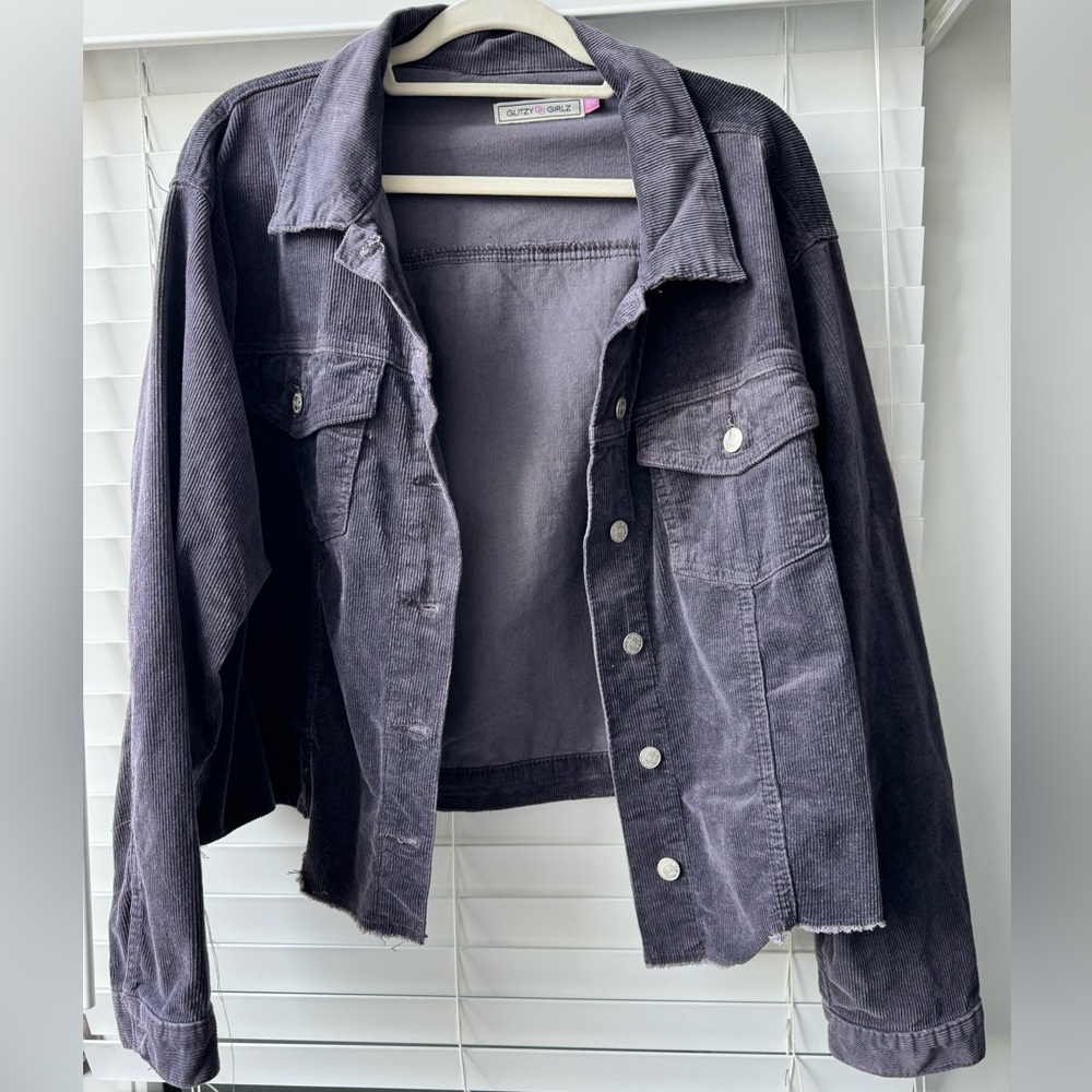 Cropped Grey corduroy jacket